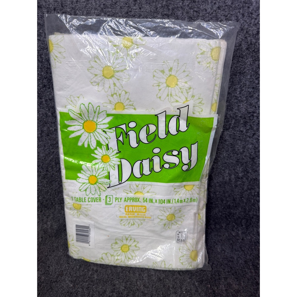 Vintage Erving Paper Mills Field Daisy 3-ply Paper Table Cover 54x104 Floral NEW